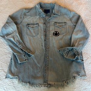 Lucky Brand distressed chambray shirt